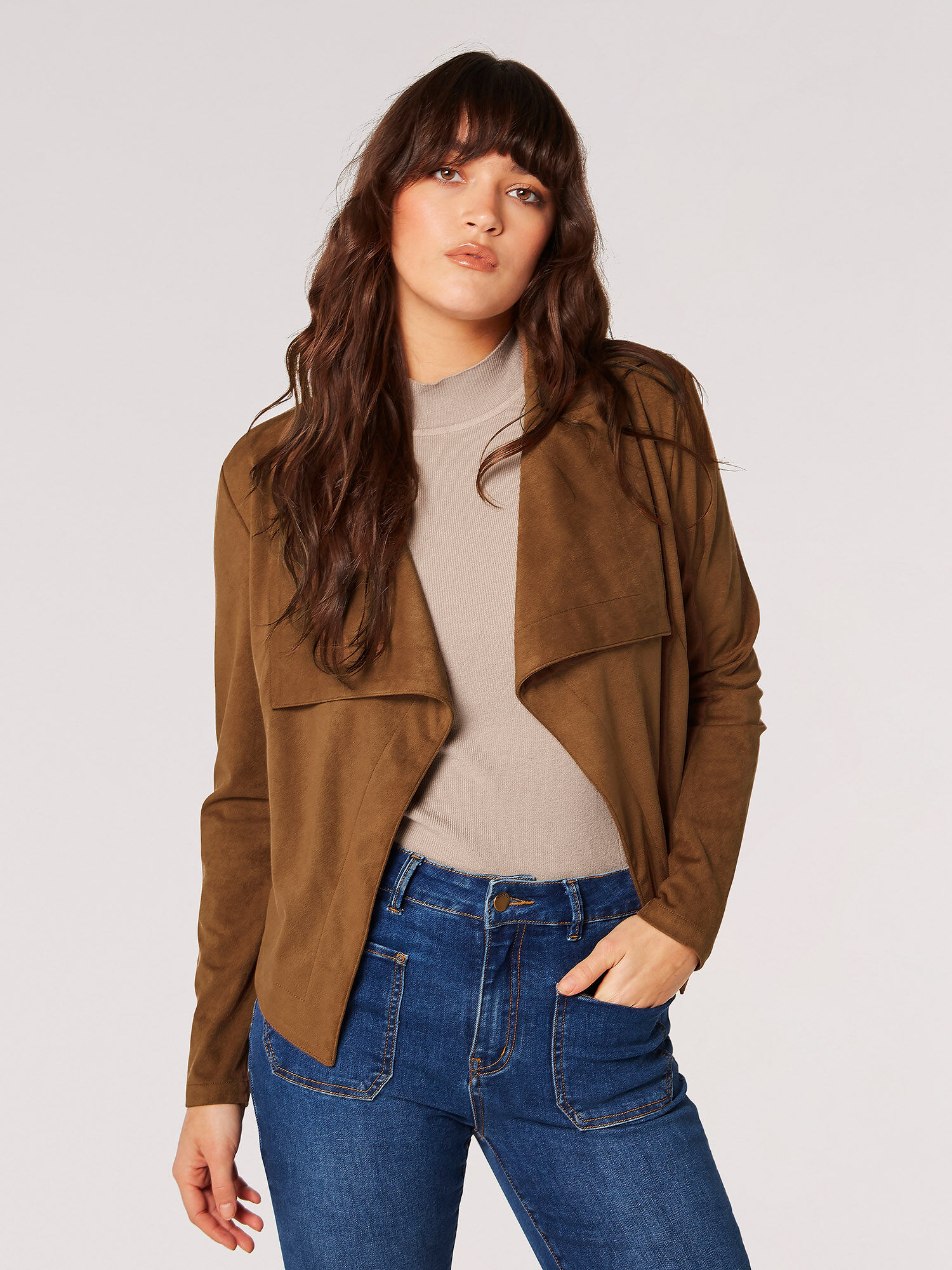 Veste Courte En Daim Effet Cascade Vetements Apricot