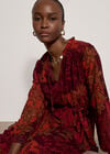 Patchwork Paisley Chiffon Maxi Dress, Burgundy, large