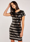 Sequin Stripe Mini Dress, Light Grey / Silver, large
