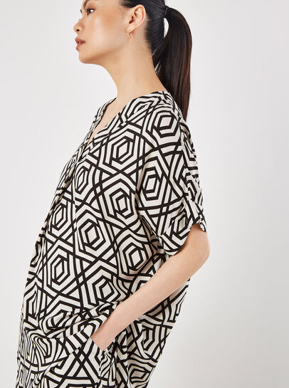 Geo Lines Pleat Blouse