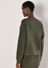 Waffle Knit Batwing Jumper, Green, large