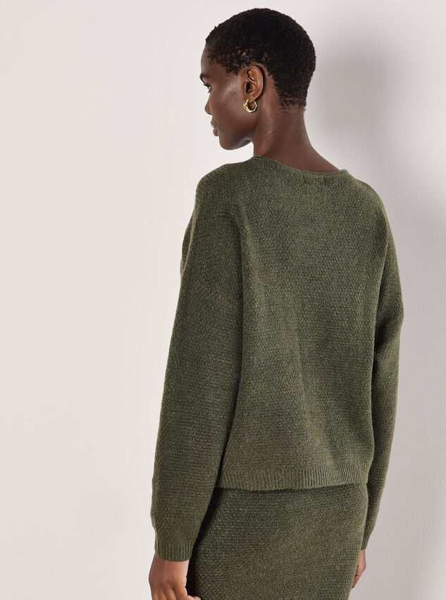 Waffle Knit Batwing Jumper, Green, large