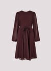 Chiffon Polka Dot Mini Dress, Burgundy, large
