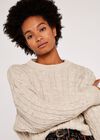 Aran Crop Jumper, Stone, large