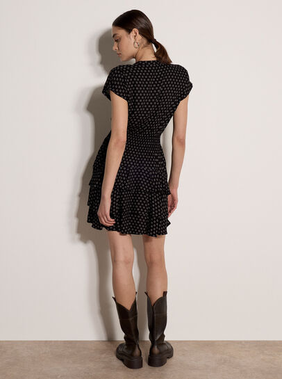 Geo Print Ruffle Mini Dress