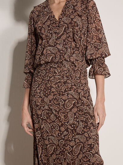 Chiffon Paisley A-Line Midaxi Skirt