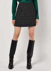 Tweed A-Line Mini Skirt, Black, large