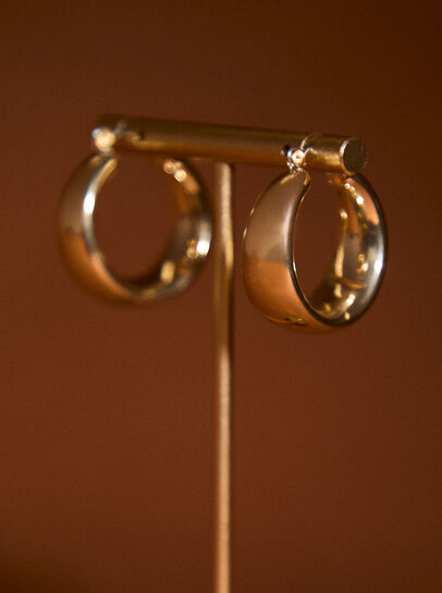 Gold Tone Chunky Hoop Earrings