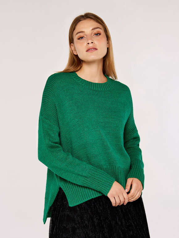 High Low Oversize Jumper, Green, large