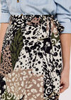 Patchwork Midi Skirt, Khaki, large