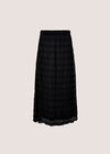 Ruched Chiffon Maxi Skirt, Black, large