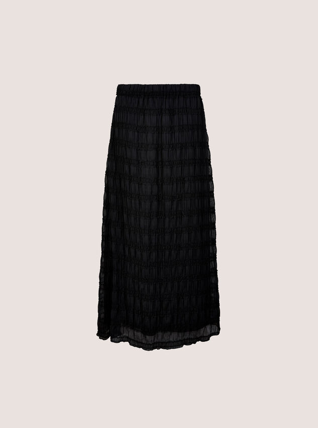 Ruched Chiffon Maxi Skirt, Black, large