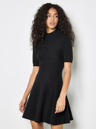 Fit And Flare Ribbed Knit Mini Dress