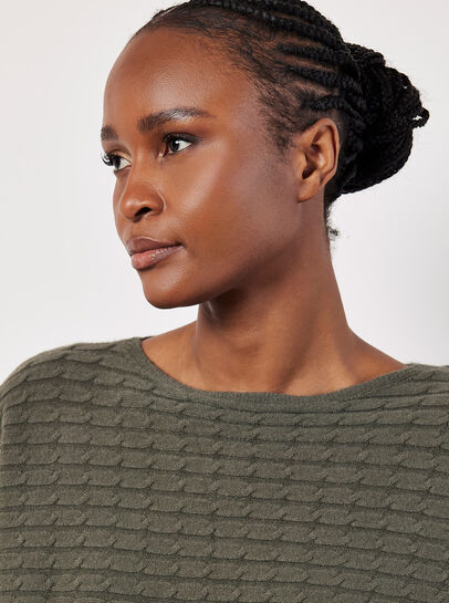 Cable Stripe Batwing Jumper