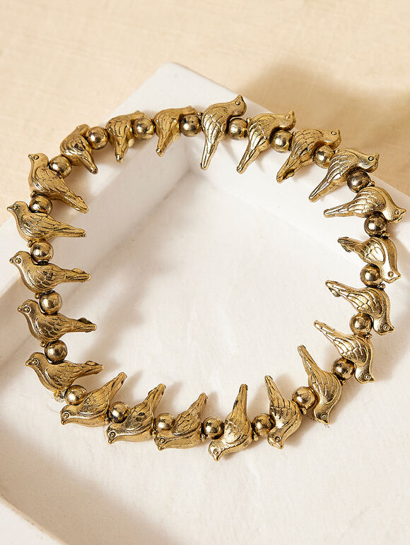Gold Bird Charm Bracelet, Assorted, large