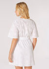 Mini robe portefeuille en broderie kimono, blanc, grand