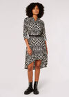 Diamond Print Shirt Mini Dress, Black, large