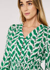 Geo Leaves Drawstring Maxi Dress, Green, large