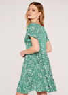 Ditsy Button Down Tea Dress, Green, large