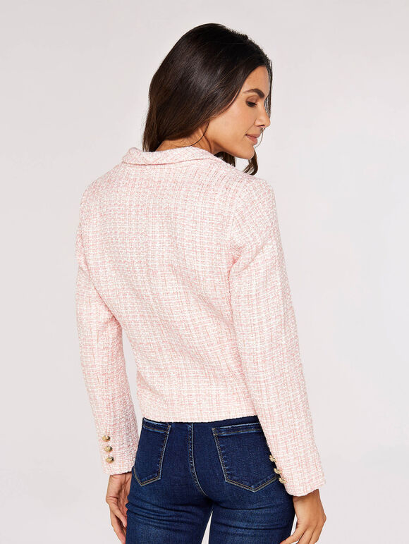 Tweed Cropped Blazer, Pink, large