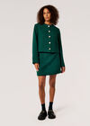 Tweed Fringe Mini Skirt, Green, large