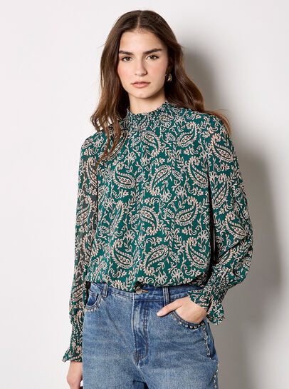 Paisley Print Chiffon Top
