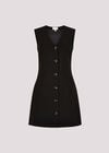 Tailored Waistcoat Mini Dress, Black, large