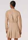 Wrap Shirt Mini Dress, Stone, large