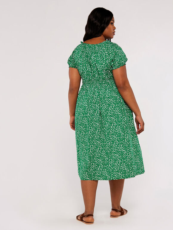 Curve Milkmaid Midi Dress, Green, large