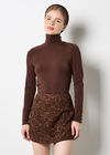 Leopard Suedette Mini Skirt, Brown, large