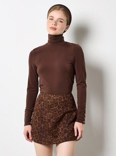 Leopard Suedette Mini Skirt