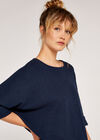 Waffle Knit Top, Navy, large