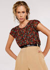 Ditsy Tulip Sleeve Top, Navy, large