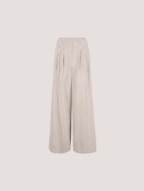 Stripe Wide Leg Trousers, Stone, large