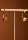 Square Stone Earrings, Brown, large