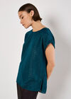 Shimmer Chevron Chiffon Top, Teal, large