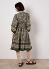 Paisley Print Mini Dress, Khaki, large