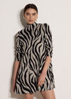 Zebra Print Swing Mini Dress, Stone, large