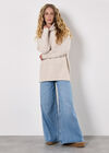 Oversized Roll Neck Tunic Jumper, Cream, large