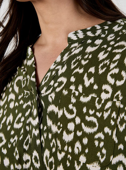 Curve Leopard Print Shirt Midi Dress