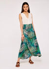 Tropical Leaf Wrap Skirt, Navy, large