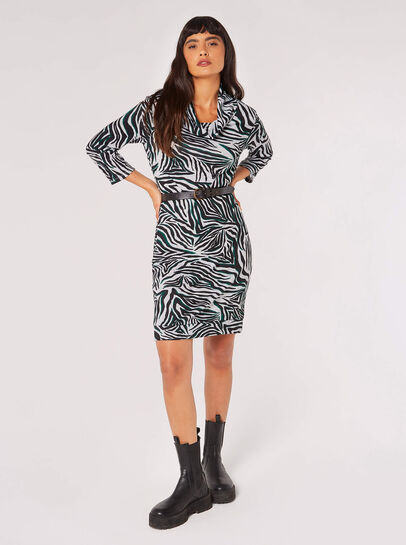 Zebra Fitted Shift Mini Dress