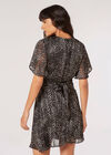 Shimmer Chiffon Spot Mini Dress, Black, large