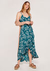 Brushstroke Ruffle Midaxi Dress, Green, large