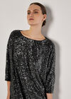 Sequin Cocoon Midi Dress, Dark Grey - Charcoal, large
