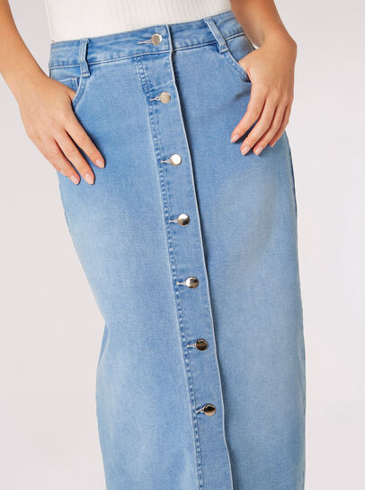 Jeans-Midirock mit Knopfleiste
