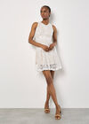 Lace Skater Mini Dress, White, large