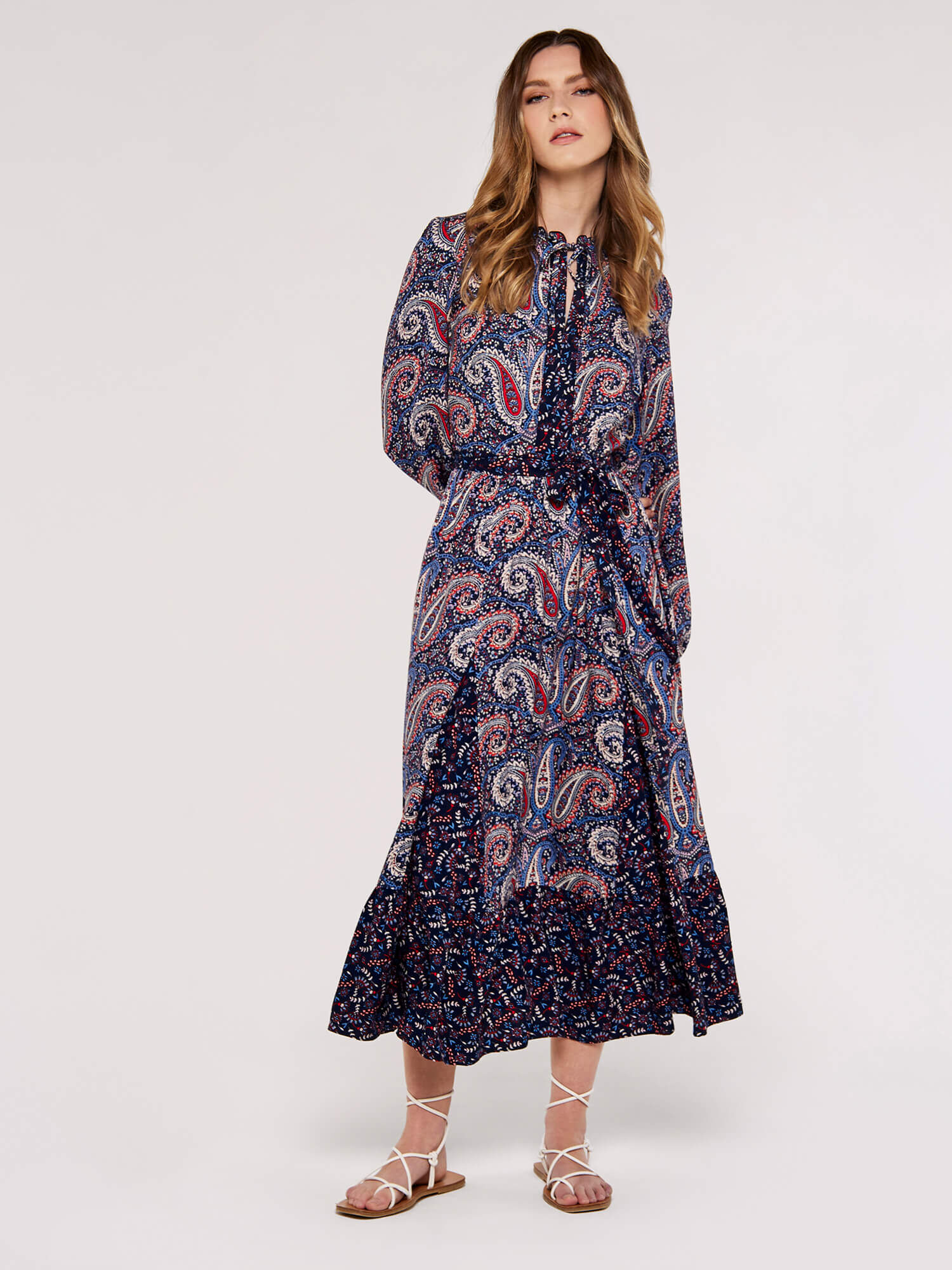 Navy paisley dress sales