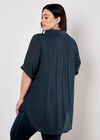 Slub Shimmer Relaxed Blouse, Navy, large