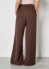 Pleat Detail Wide-Leg Trousers, Brown, large